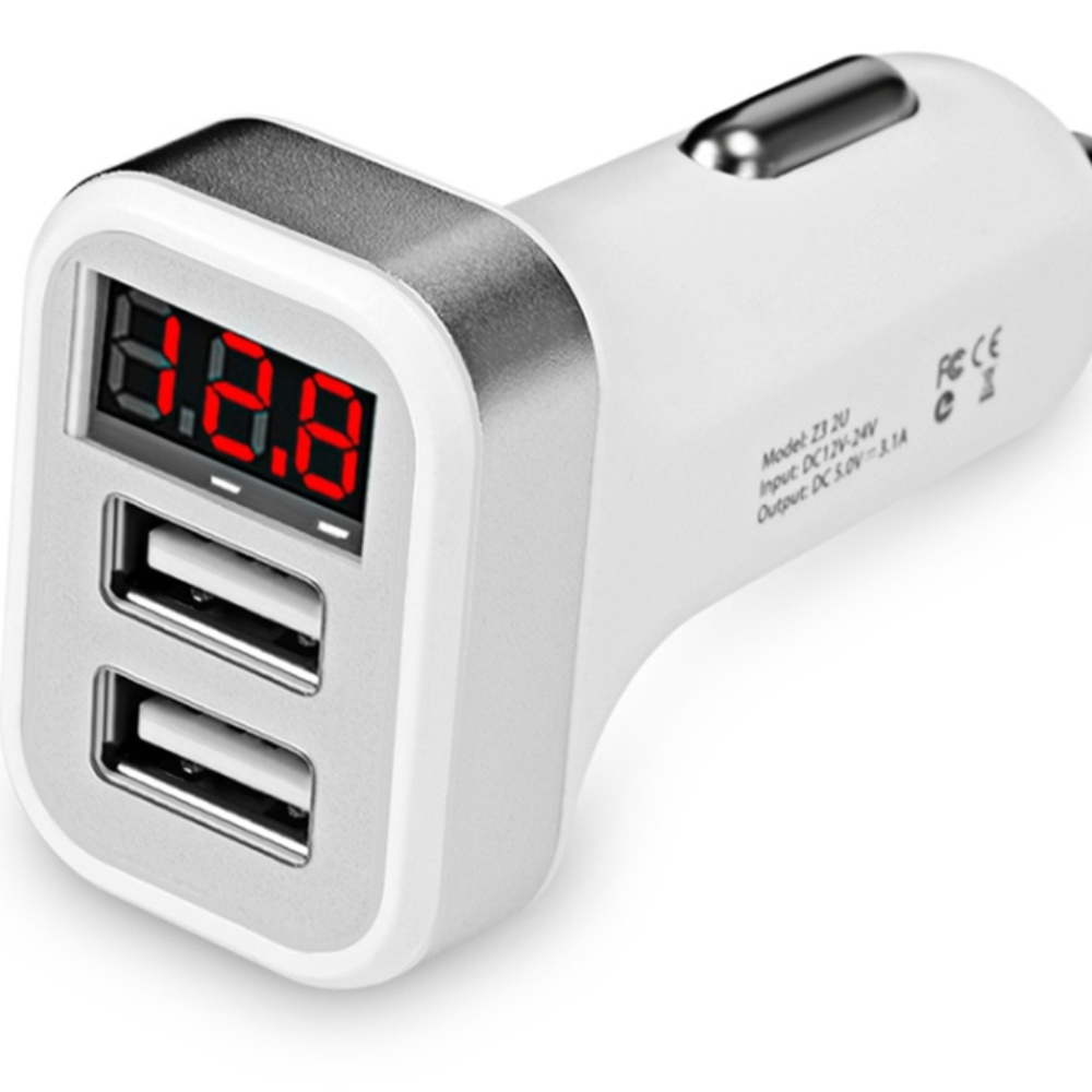Max 2.1A Car Charger LCD Display Dual USB Port